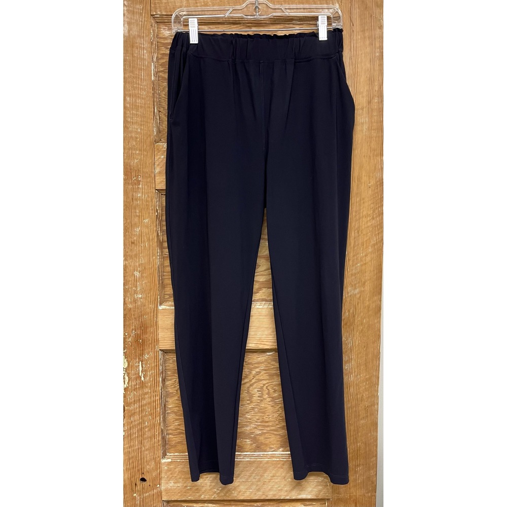 Saint + Sofia 8 Navy Ankle Pants Paperbag Waist Tapered Comfy Capsule Travel